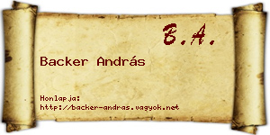 Backer András névjegykártya